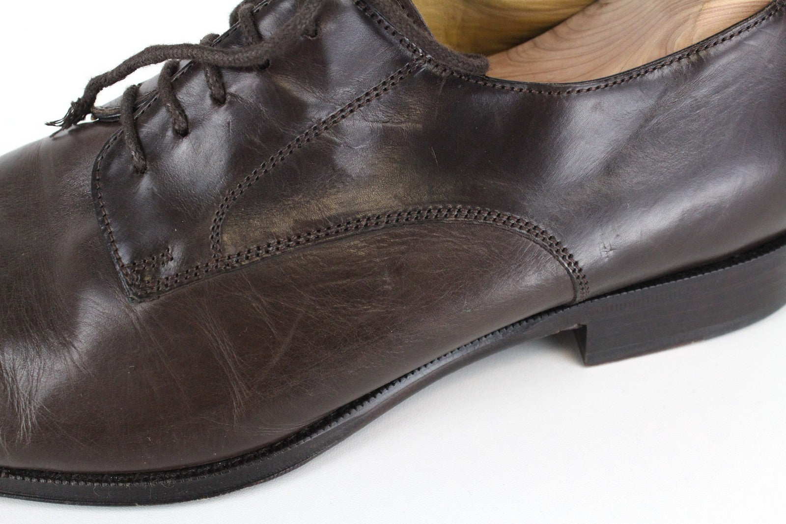 SUITSUPPLY Men's Formal Shoes EU44 Dark Brown Leather Classic Low-Top Dress