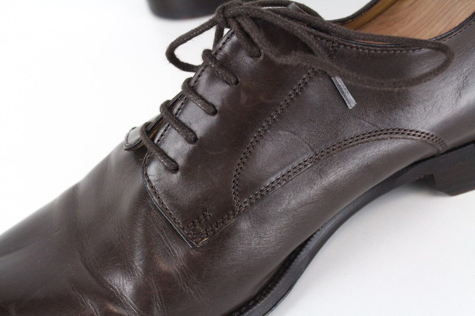 SUITSUPPLY Men's Formal Shoes EU44 Dark Brown Leather Classic Low-Top Dress