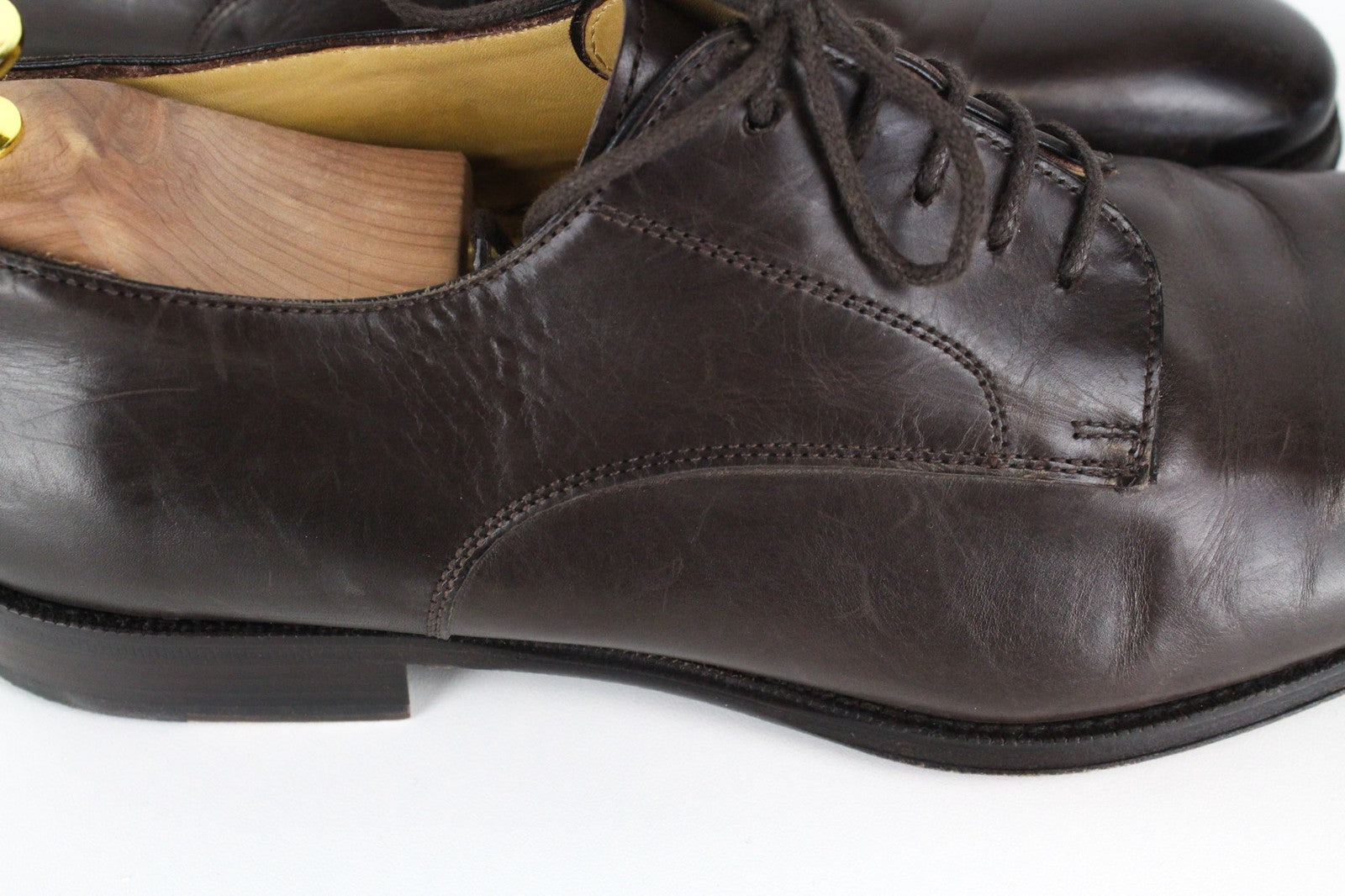 SUITSUPPLY Men's Formal Shoes EU44 Dark Brown Leather Classic Low-Top Dress