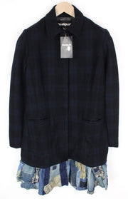 DESIGUAL Snowrobot moteriškas paltas, 40, tamsiai mėlynas, vilnonis, medvilninis, languotas, vieneilis 