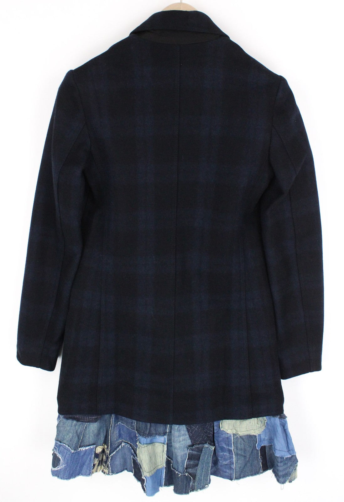 DESIGUAL Snowrobot moteriškas paltas, 40, tamsiai mėlynas, vilnonis, medvilninis, languotas, vieneilis 