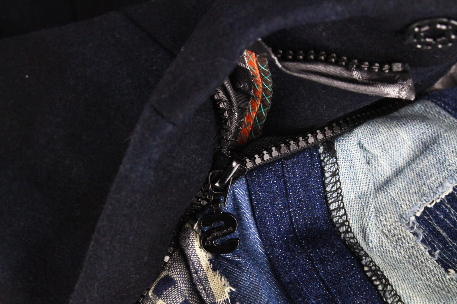 DESIGUAL Snowrobot moteriškas paltas, 40, tamsiai mėlynas, vilnonis, medvilninis, languotas, vieneilis 