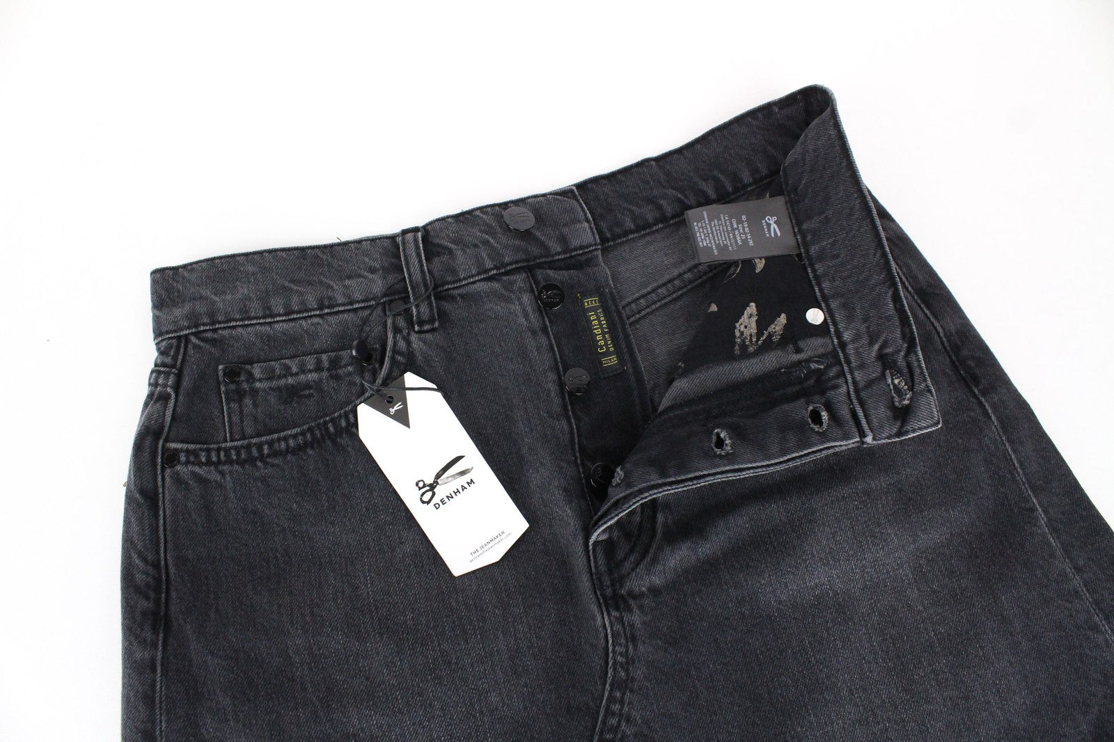 DENHAM Pearl moteriškas sijonas W25 juodas skalbtos medvilnės mini džinsinis sijonas su 5 kišenėmis 