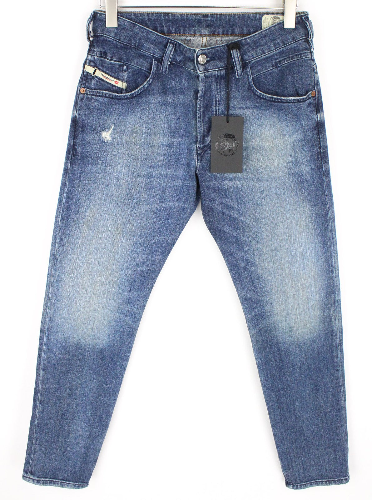 DIESEL D-Bazer 0870H vyriški džinsai W29/L32 mėlyni siaurėjantys tamprūs medvilniniai džinsai su sagomis 