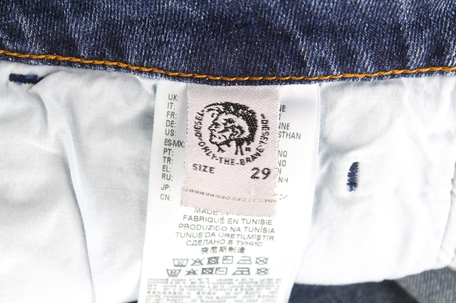 DIESEL D-Bazer 0870H vyriški džinsai W29/L32 mėlyni siaurėjantys tamprūs medvilniniai džinsai su sagomis 