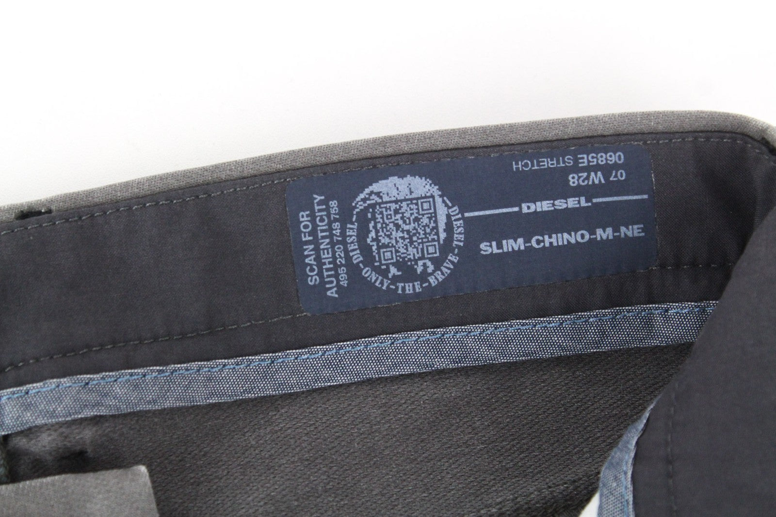 DIESEL Slim-Chino-M-NE 0685E vyriški džinsai W28 Jogg Slim pilki tamprūs medvilniniai džinsai 