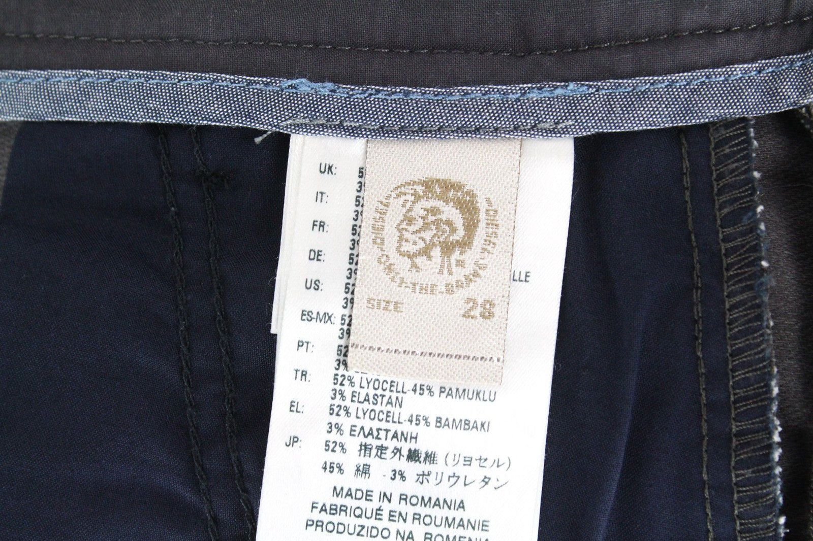 DIESEL Slim-Chino-M-NE 0685E vyriški džinsai W28 Jogg Slim pilki tamprūs medvilniniai džinsai 