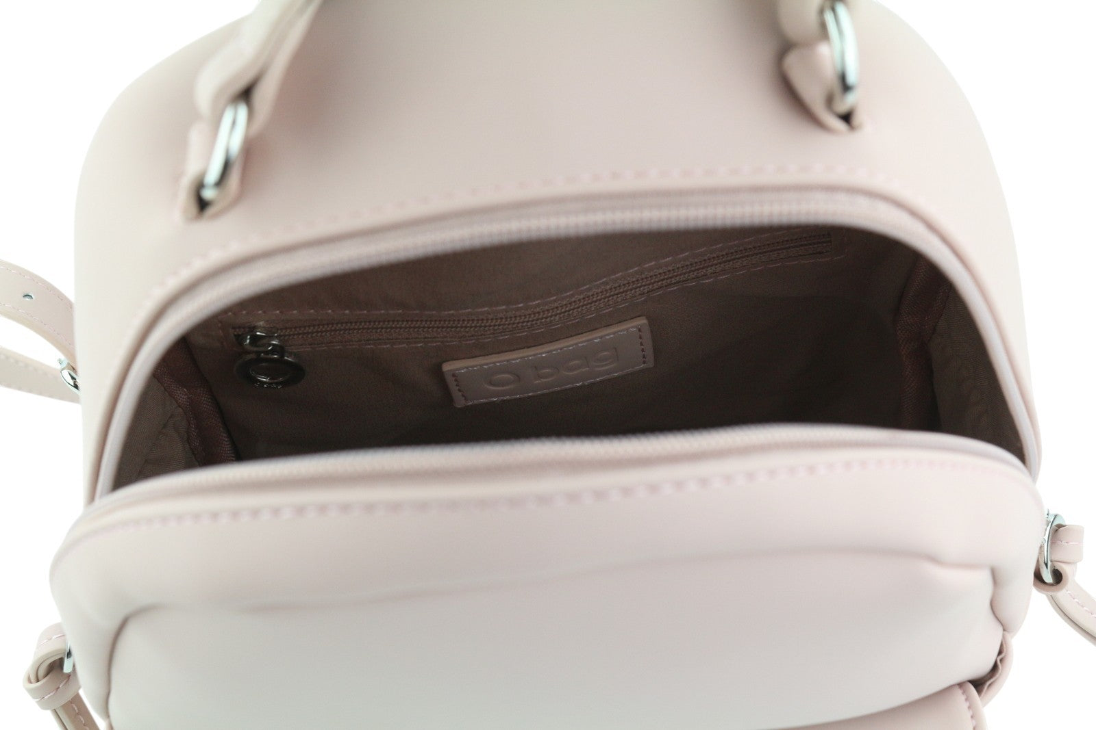 O BAG Sofia moteriška rankinė OS šviesiai rožinė, dviguba rankena, užtrauktuku, kuprinė su logotipu 