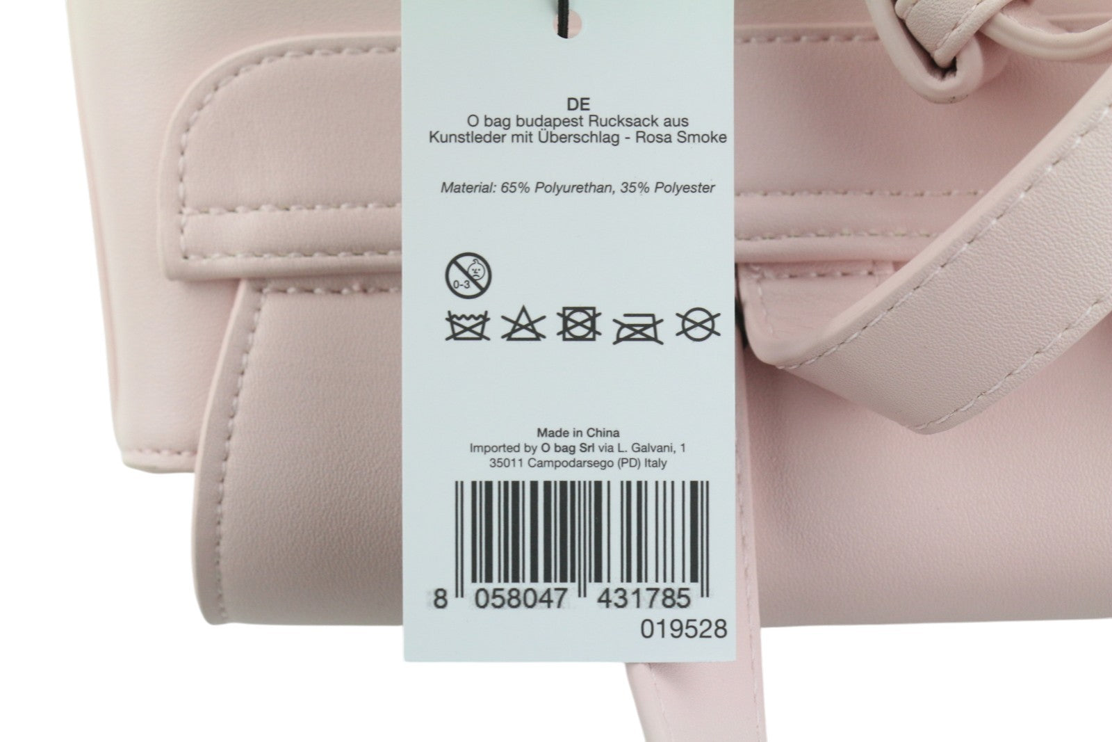 O BAG Zaino moteriškas krepšys OS šviesiai rožinis su dviem rankenomis ir magnetiniu užsegimu 