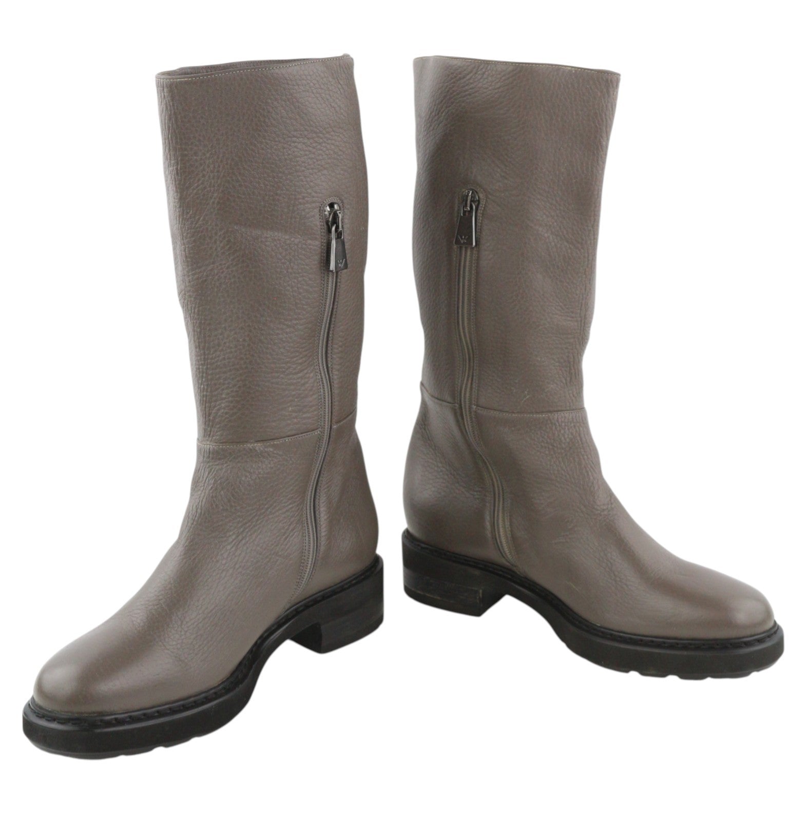 EMPORIO ARMANI X3N151 moteriški aulinukai pilki odiniai užtrauktukai iki vidurio viršutinio migdolų nosies 