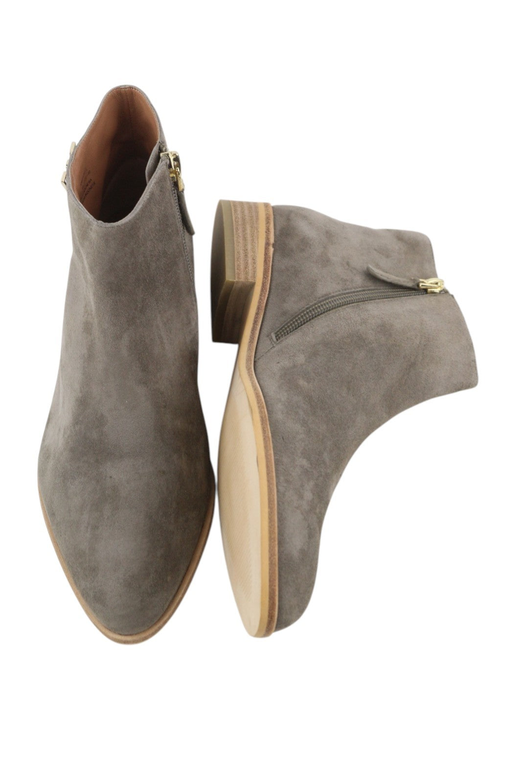 EMPORIO ARMANI X3M274 moteriški aulinukai, pilki, zomšiniai, odiniai, migdolų nosys, užtrauktukas ant kulkšnies. 