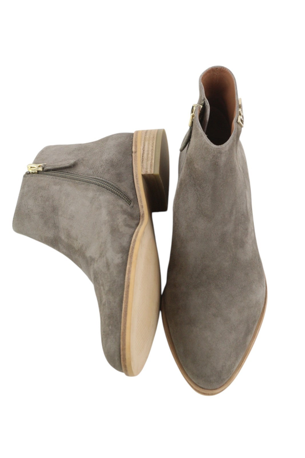 EMPORIO ARMANI X3M274 moteriški aulinukai, pilki, zomšiniai, odiniai, migdolų nosys, užtrauktukas ant kulkšnies. 