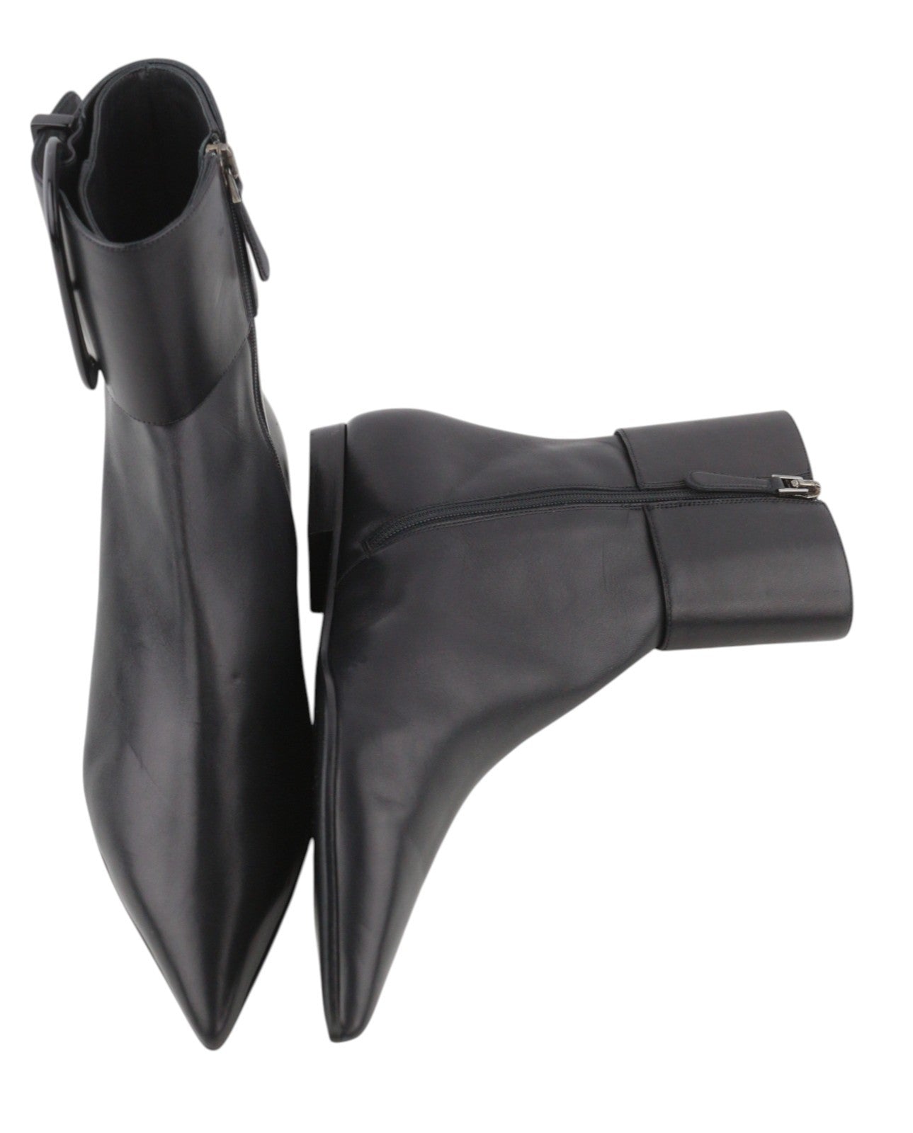 EMPORIO ARMANI moteriški bateliai, 37 €, juodos odos, smaili nosis, užtrauktukas, iki kulkšnies. 