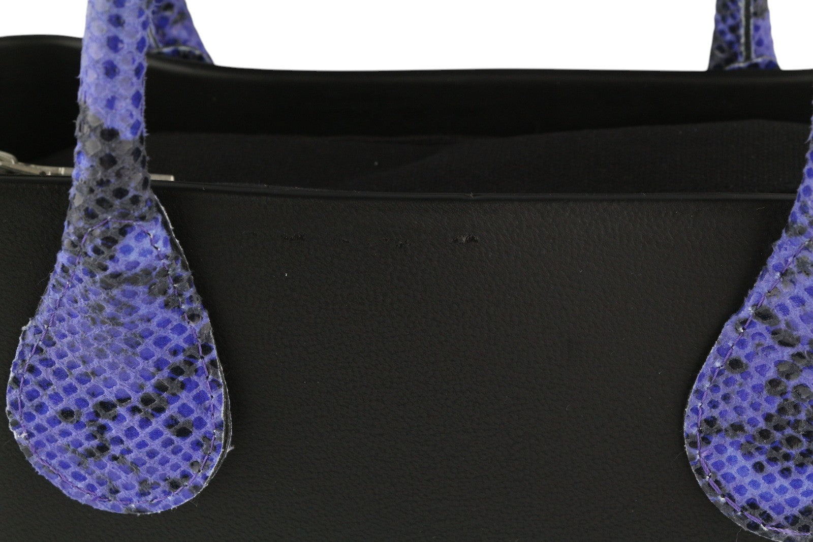 O BAG Chic moteriškas krepšys OS juodas violetinis dvigubomis rankenomis vidinis krepšys su kvadratiniu logotipu 