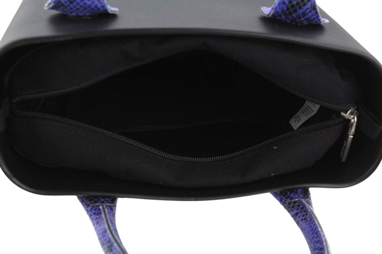 O BAG Chic moteriškas krepšys OS juodas violetinis dvigubomis rankenomis vidinis krepšys su kvadratiniu logotipu 