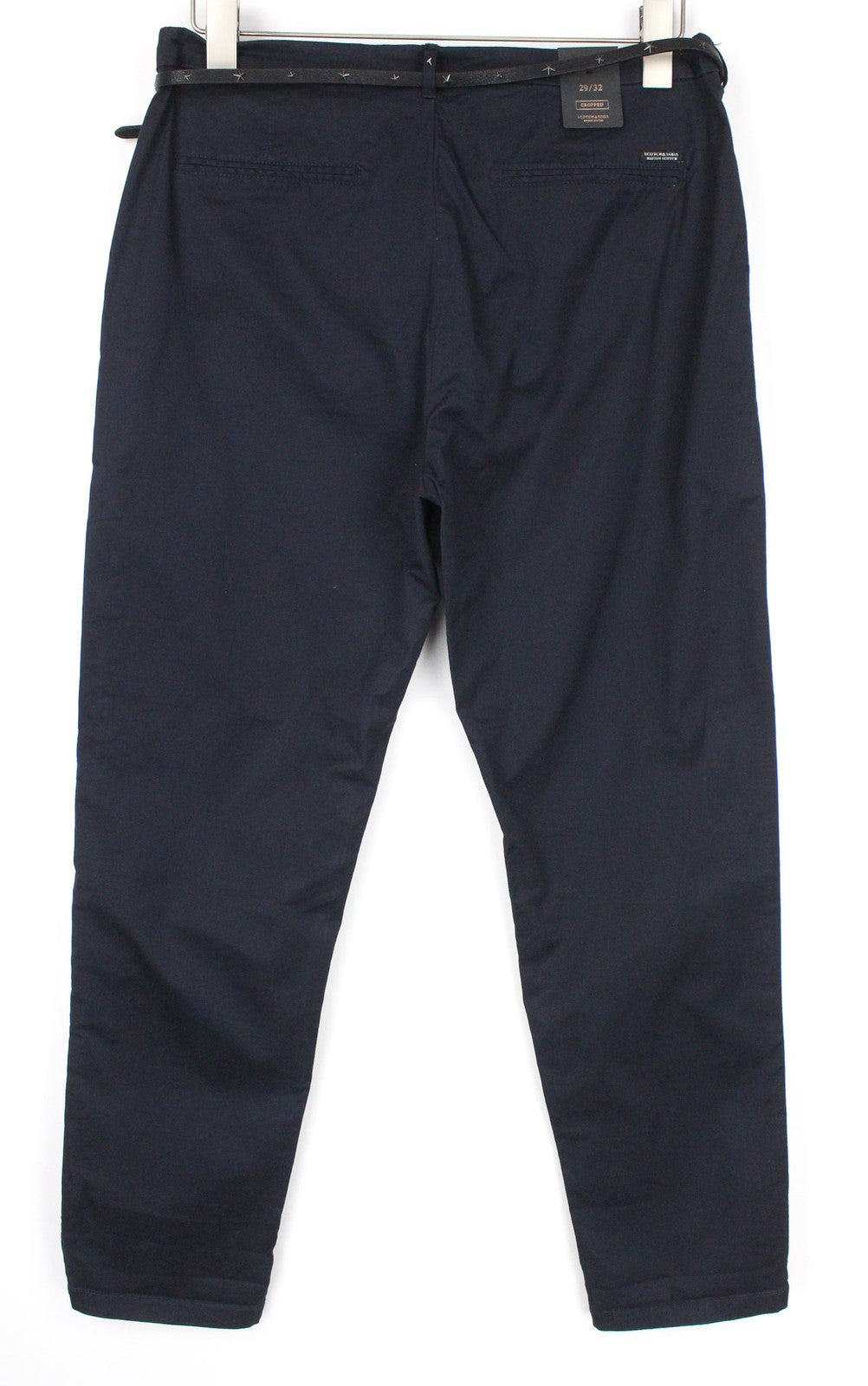 MAISON SCOTCH W29/L32 moteriškos tamsiai mėlynos trumpos tamprios chino kelnės su diržu 