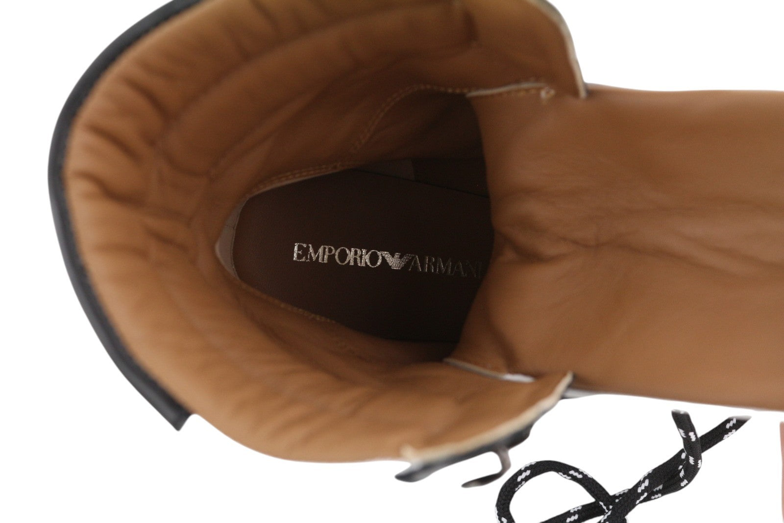 EMPORIO ARMANI moteriški aulinukai, 37 dydis, juodi ir balti, odiniai, suvarstomi, vidutinio ūgio. 