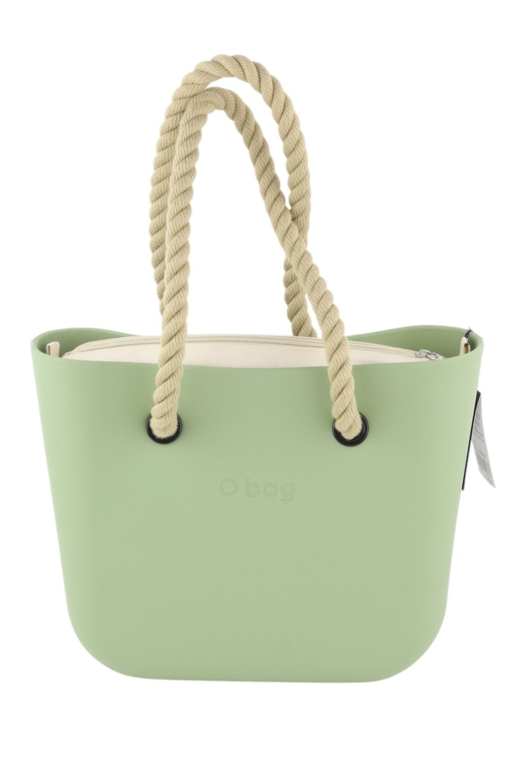 O BAG Mini moteriškas krepšys OS šviesiai žalias su dvigubomis vidinėmis rankenomis, logotipas, laisvalaikio stiliaus 
