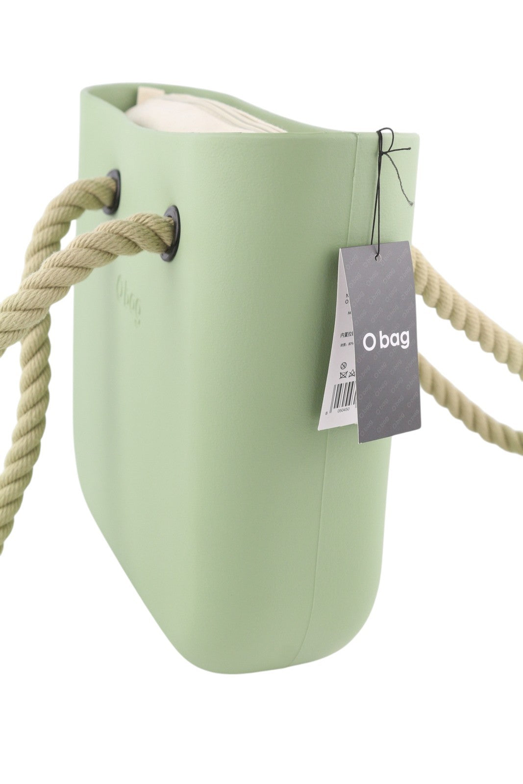 O BAG Mini moteriškas krepšys OS šviesiai žalias su dvigubomis vidinėmis rankenomis, logotipas, laisvalaikio stiliaus 