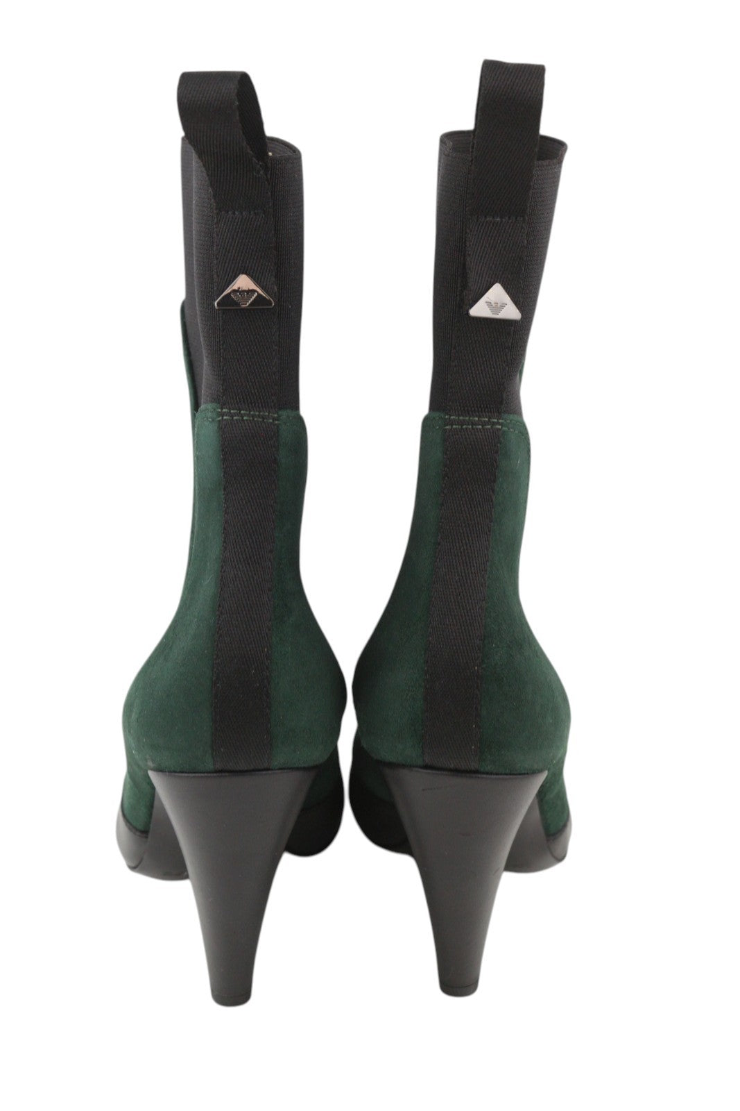 EMPORIO ARMANI moteriški aulinukai, 37 dydis, juodi, zomšiniai, odiniai, migdolų noselės, kaubojiški. 