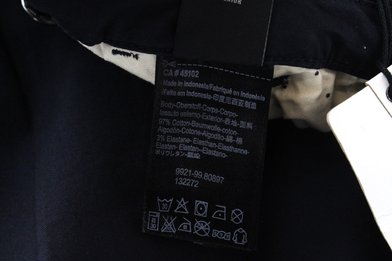 MAISON SCOTCH W31/L32 Tamsiai mėlynos moteriškos trumpos klasikinės tamprios chino kelnės 