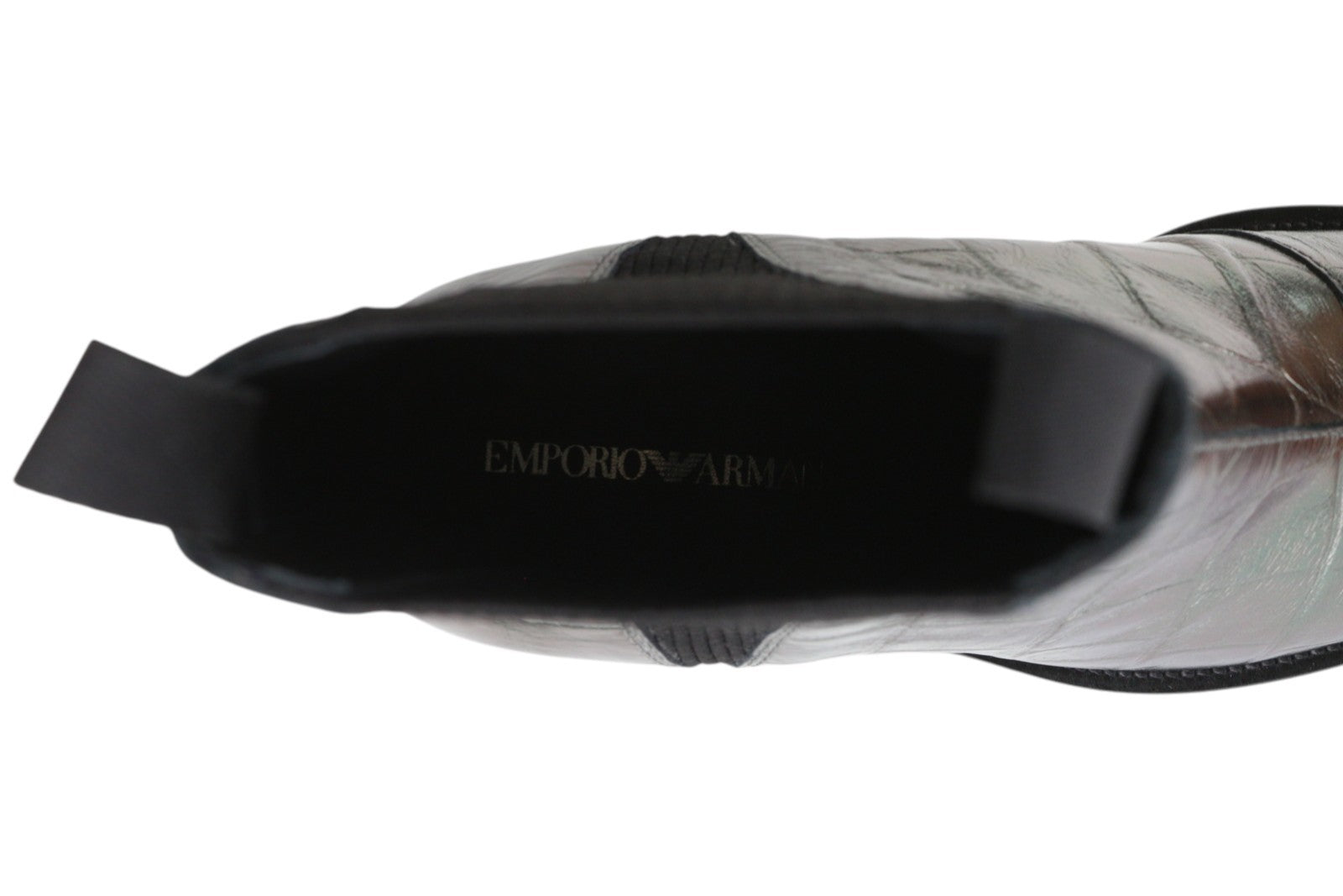 EMPORIO ARMANI moteriški aulinukai, 37 dydis, pilki, odiniai, tekstūruoti, migdolų nosys, kaubojiški, iki kulkšnies. 