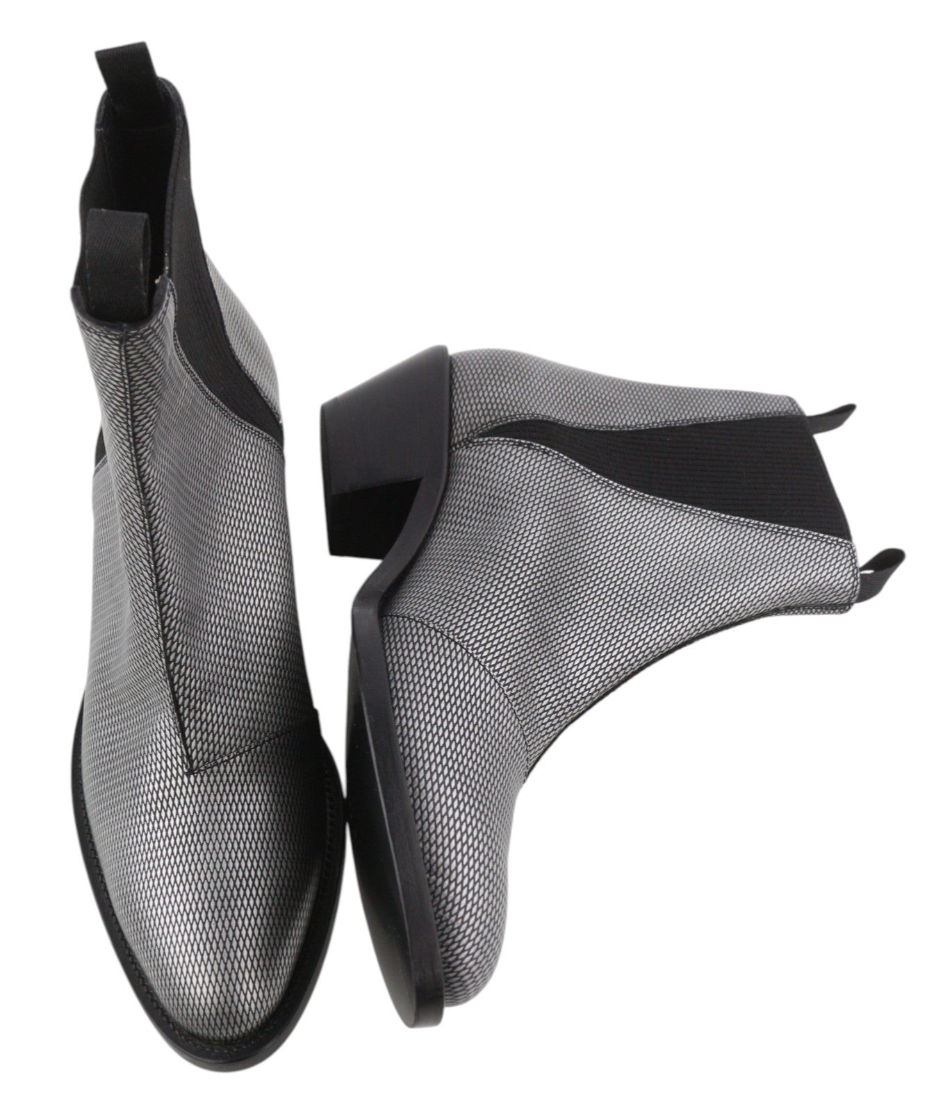 EMPORIO ARMANI moteriški aulinukai, 37 dydis, pilki, odiniai, raštuoti, migdolų nosys, kaubojiški, iki kulkšnies. 