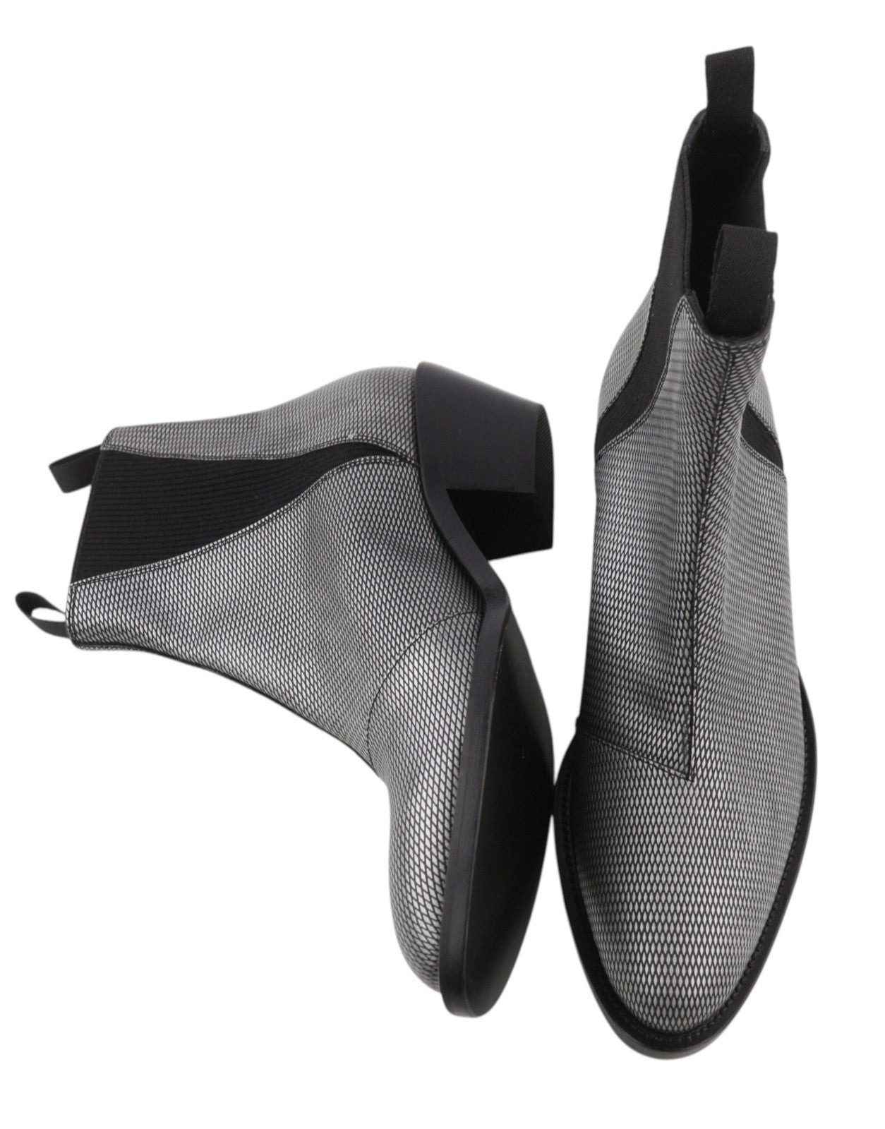 EMPORIO ARMANI moteriški aulinukai, 37 dydis, pilki, odiniai, raštuoti, migdolų nosys, kaubojiški, iki kulkšnies. 