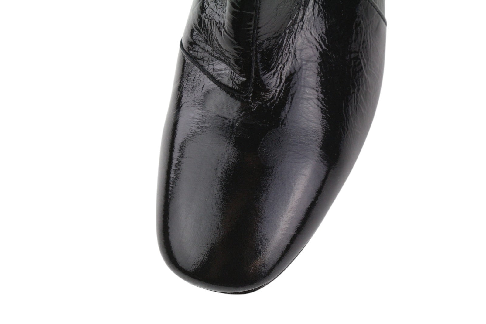 EMPORIO ARMANI moteriški aulinukai, juodi, blizgantys, odiniai, su užtrauktuku ir kulkšnies paviršiumi. 