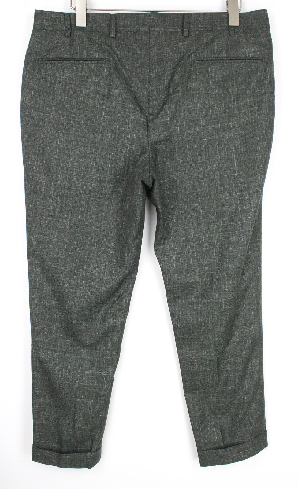 SUITSUPPLY Brescia Trousers UK42S Men's Green Pleated Wool Silk Linen