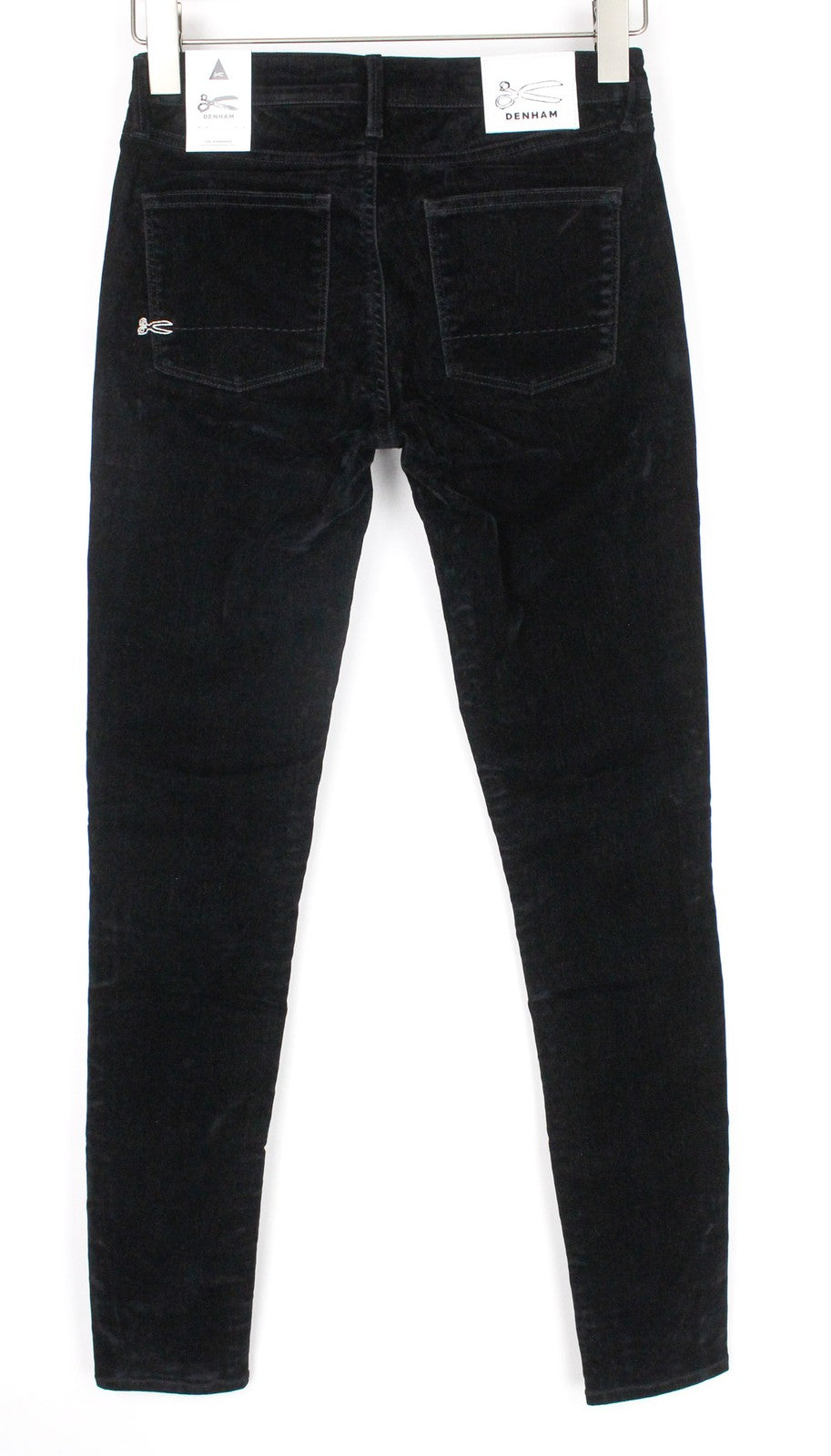 DENHAM Spray W26/L30 moteriškos kelnės, aptemptos, juodos, aksominės, medvilninės 