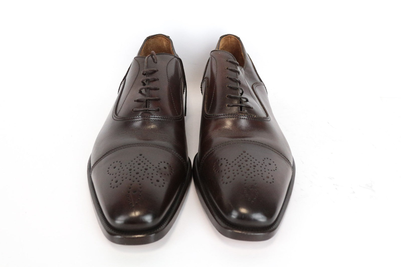 SUITSUPPLY Men's EU42 Brown Leather Low-Top Classic Dress Shoes