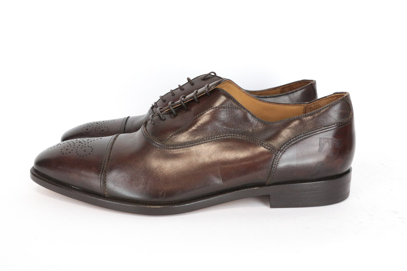 SUITSUPPLY Men's EU42 Brown Leather Low-Top Classic Dress Shoes