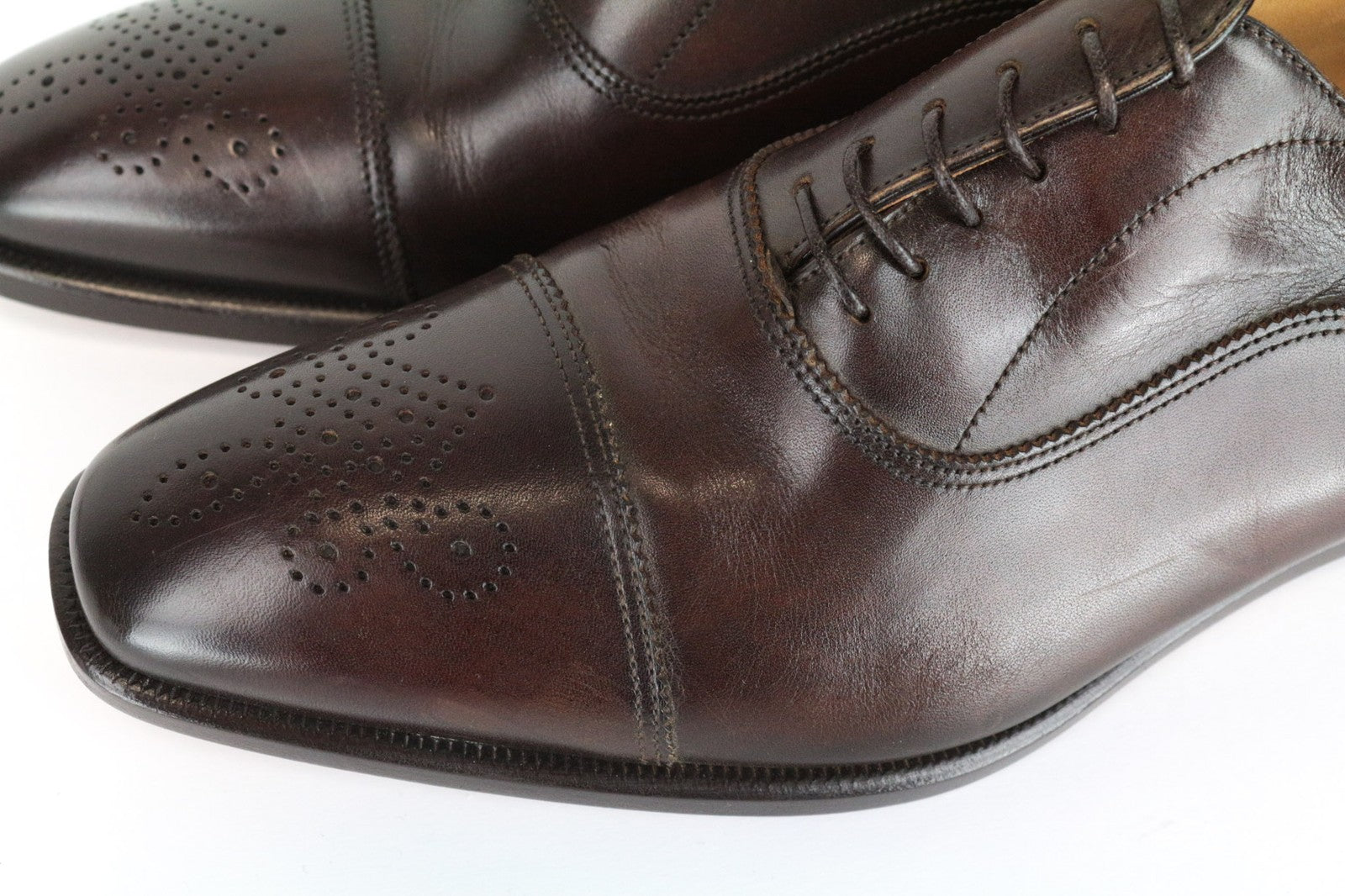 SUITSUPPLY Men's EU42 Brown Leather Low-Top Classic Dress Shoes