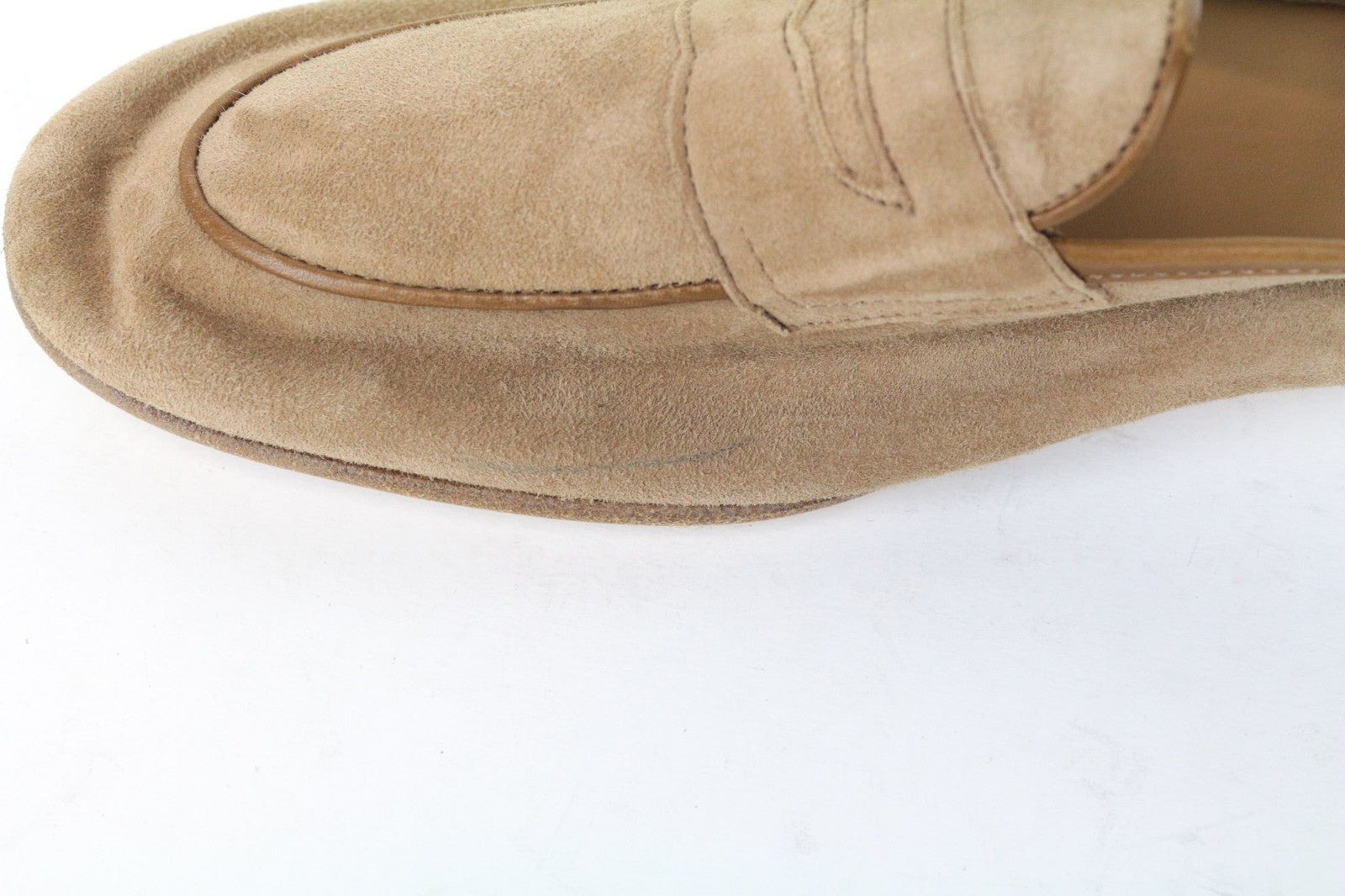 „SUITSUPPLY“ vyriški smėlio spalvos zomšiniai mokasinai, 42,5 dydžio, veršiuko odos mokasinai, išmanūs 