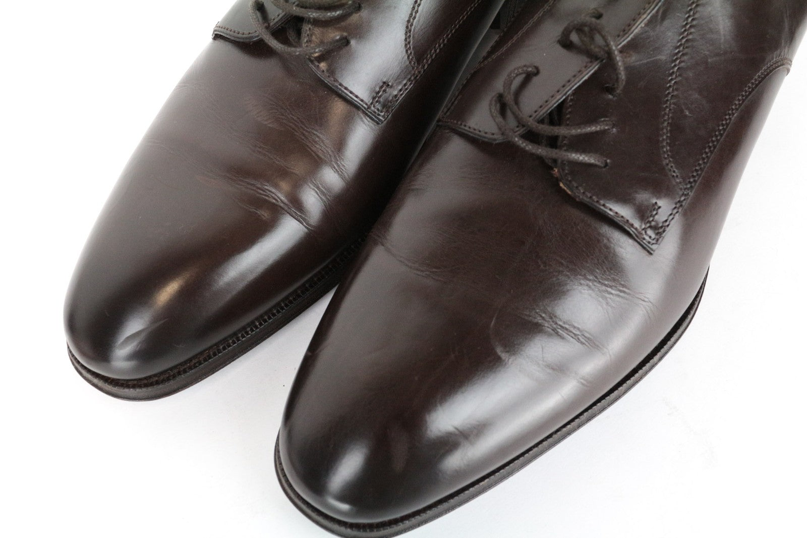 SUITSUPPLY Men's EU44 Brown Lace-Up Derby Shoes Calf Leather Formal