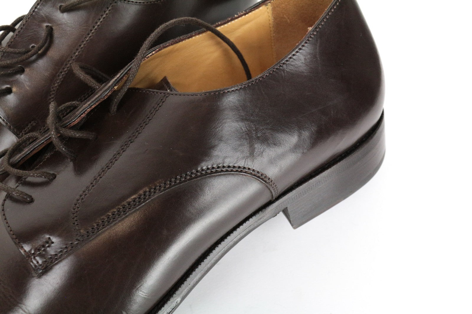 SUITSUPPLY Men's EU44 Brown Lace-Up Derby Shoes Calf Leather Formal