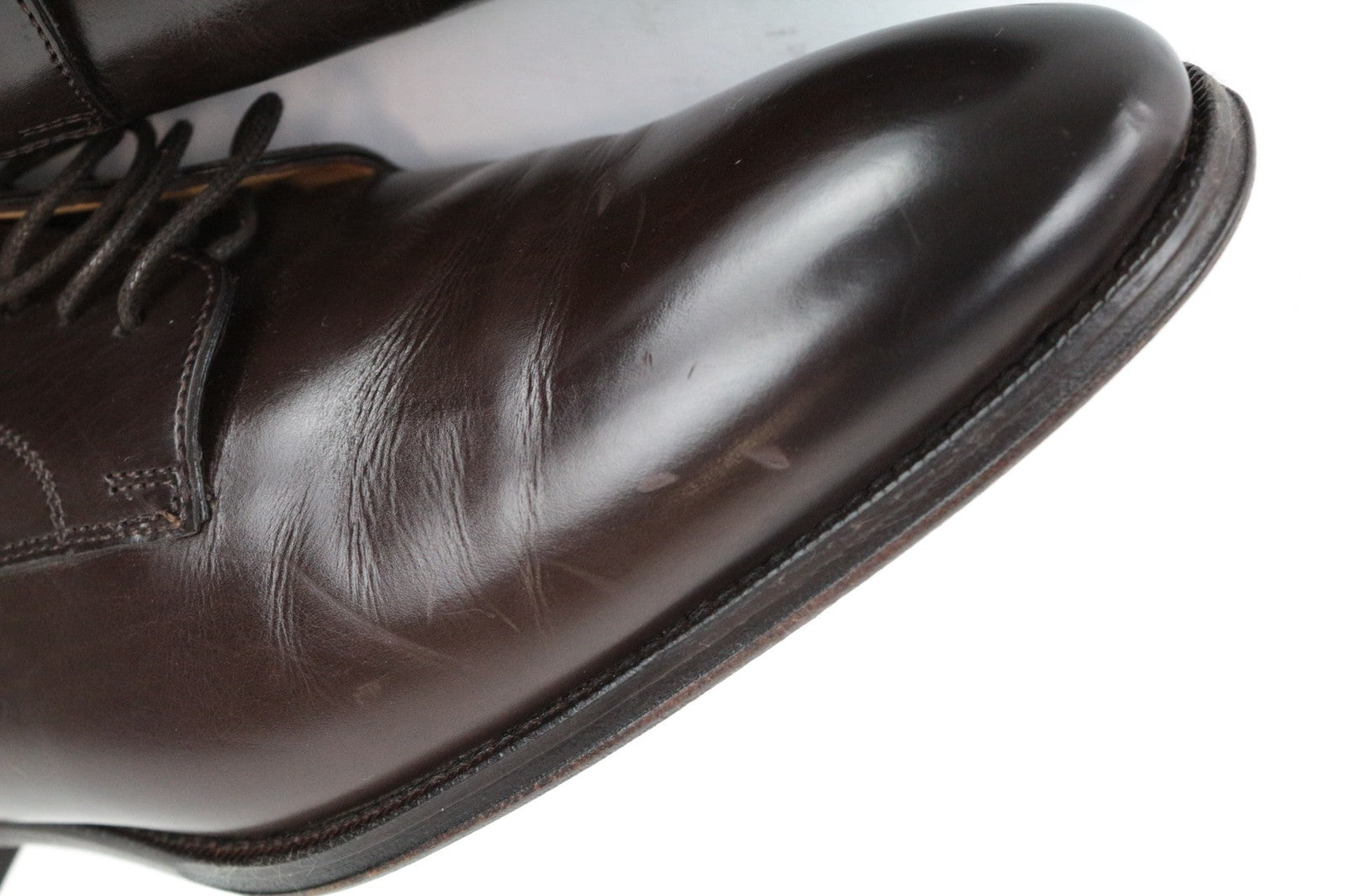 SUITSUPPLY Men's EU44 Brown Lace-Up Derby Shoes Calf Leather Formal