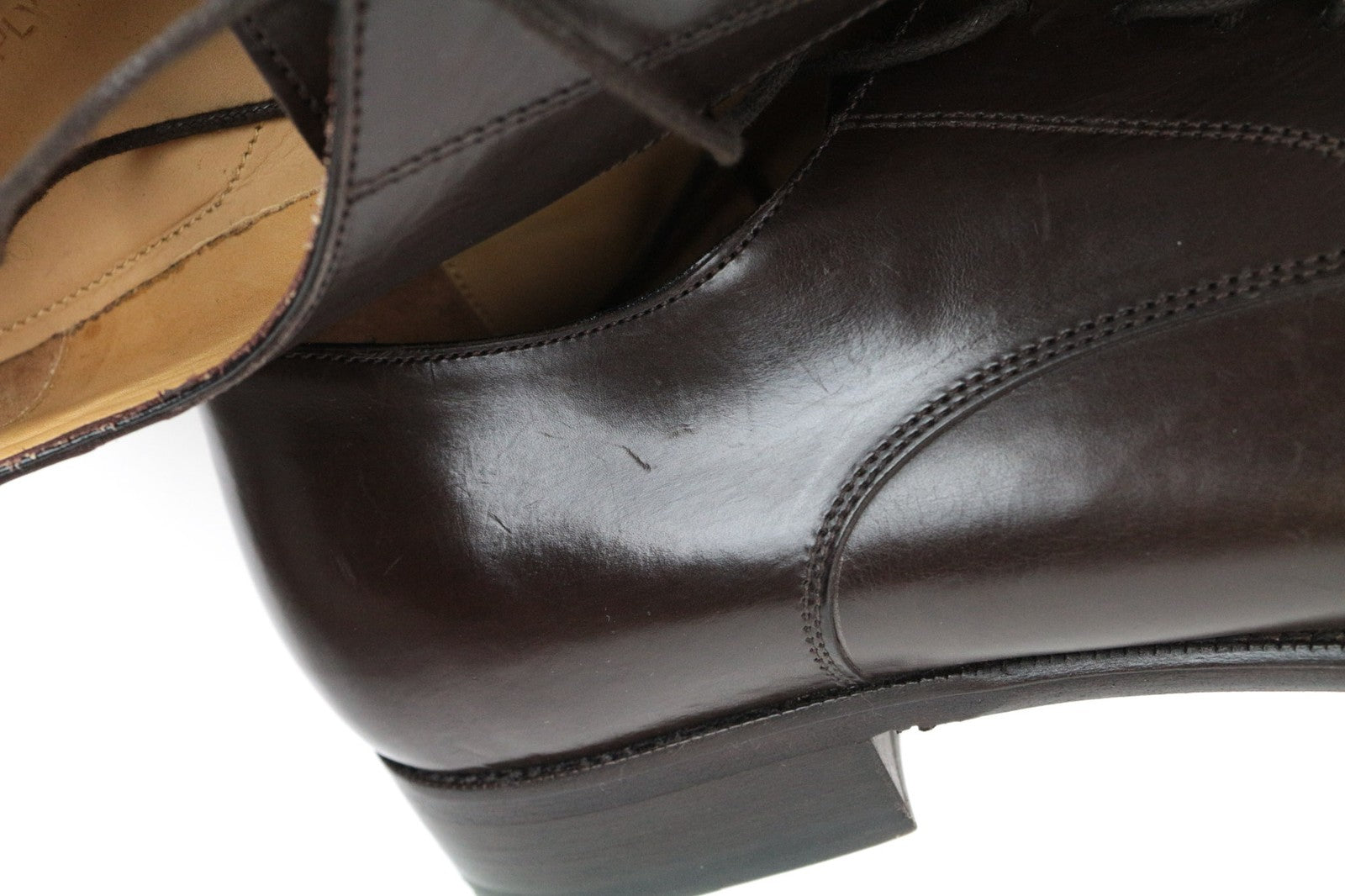 SUITSUPPLY Men's EU44 Brown Lace-Up Derby Shoes Calf Leather Formal