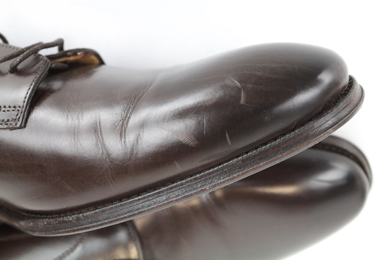 SUITSUPPLY Men's EU44 Brown Lace-Up Derby Shoes Calf Leather Formal