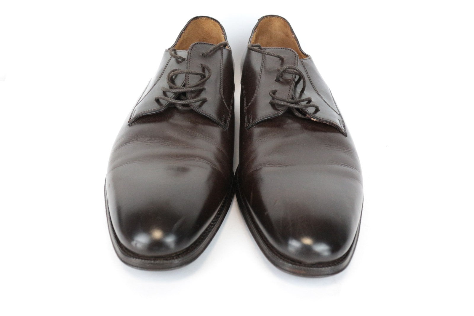 SUITSUPPLY Men's EU44 Brown Lace-Up Derby Shoes Calf Leather Formal