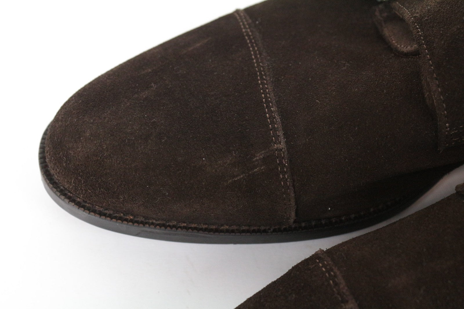 SUITSUPPLY vyriški batai, EU43.5, rudi, zomšiniai, odiniai, su dvigubu dirželiu 