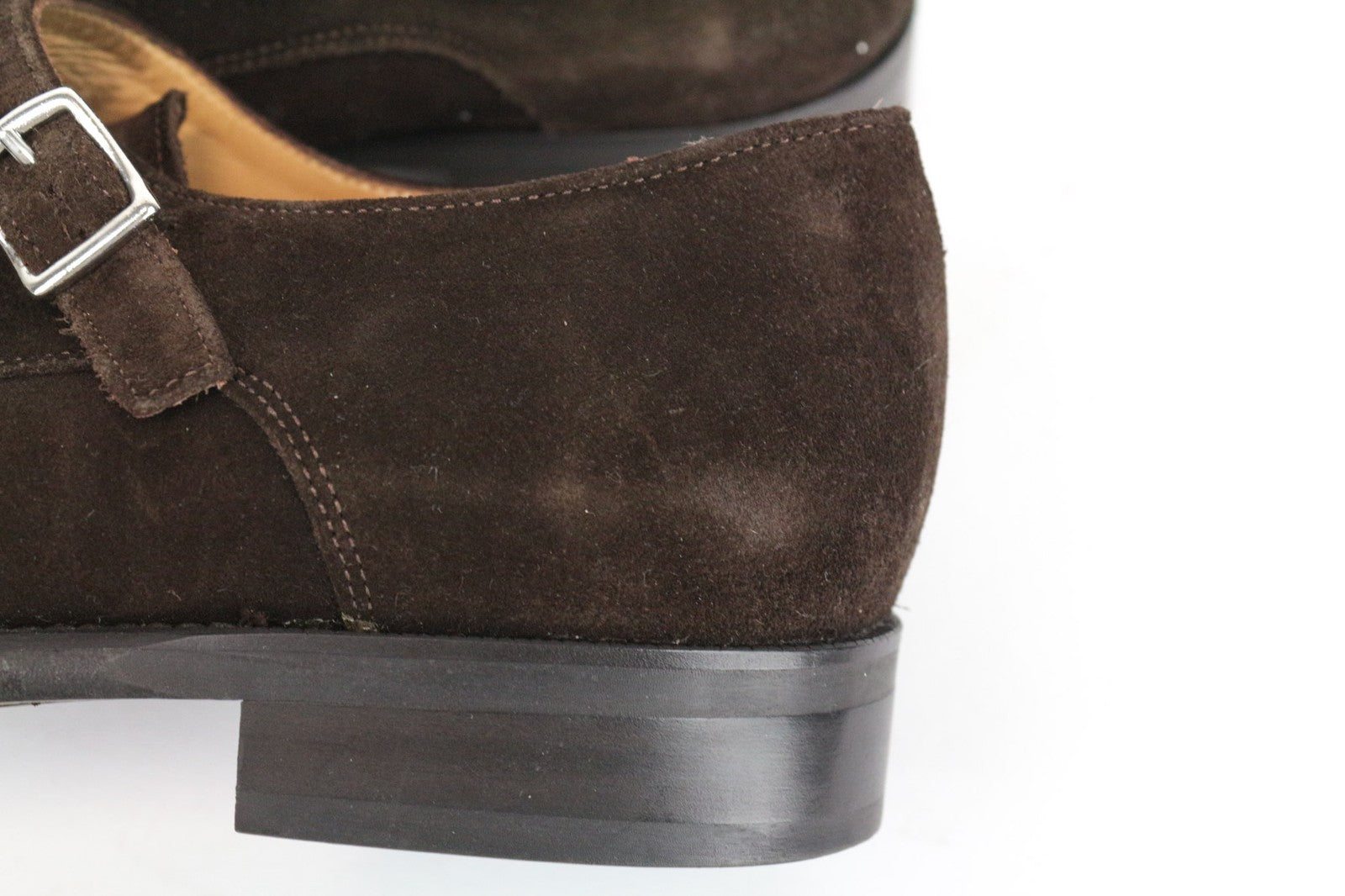 SUITSUPPLY vyriški batai, EU43.5, rudi, zomšiniai, odiniai, su dvigubu dirželiu 
