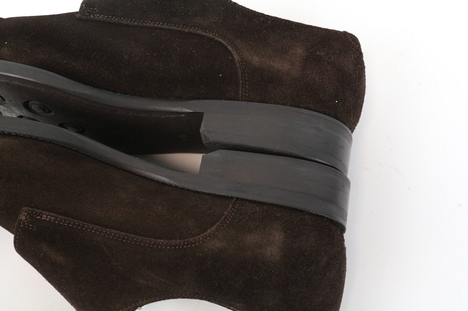 SUITSUPPLY vyriški batai, EU43.5, rudi, zomšiniai, odiniai, su dvigubu dirželiu 