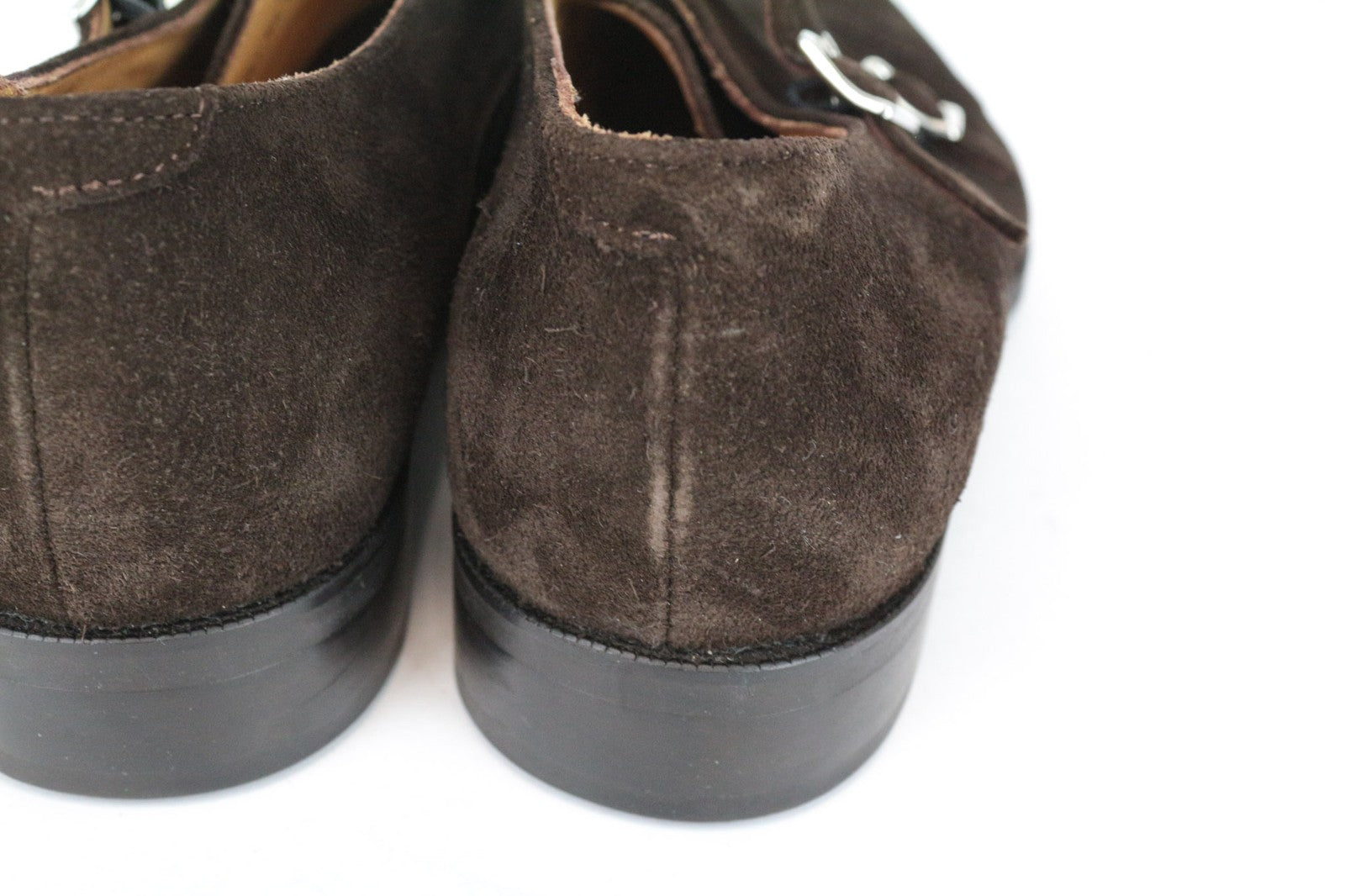 SUITSUPPLY vyriški batai, EU43.5, rudi, zomšiniai, odiniai, su dvigubu dirželiu 