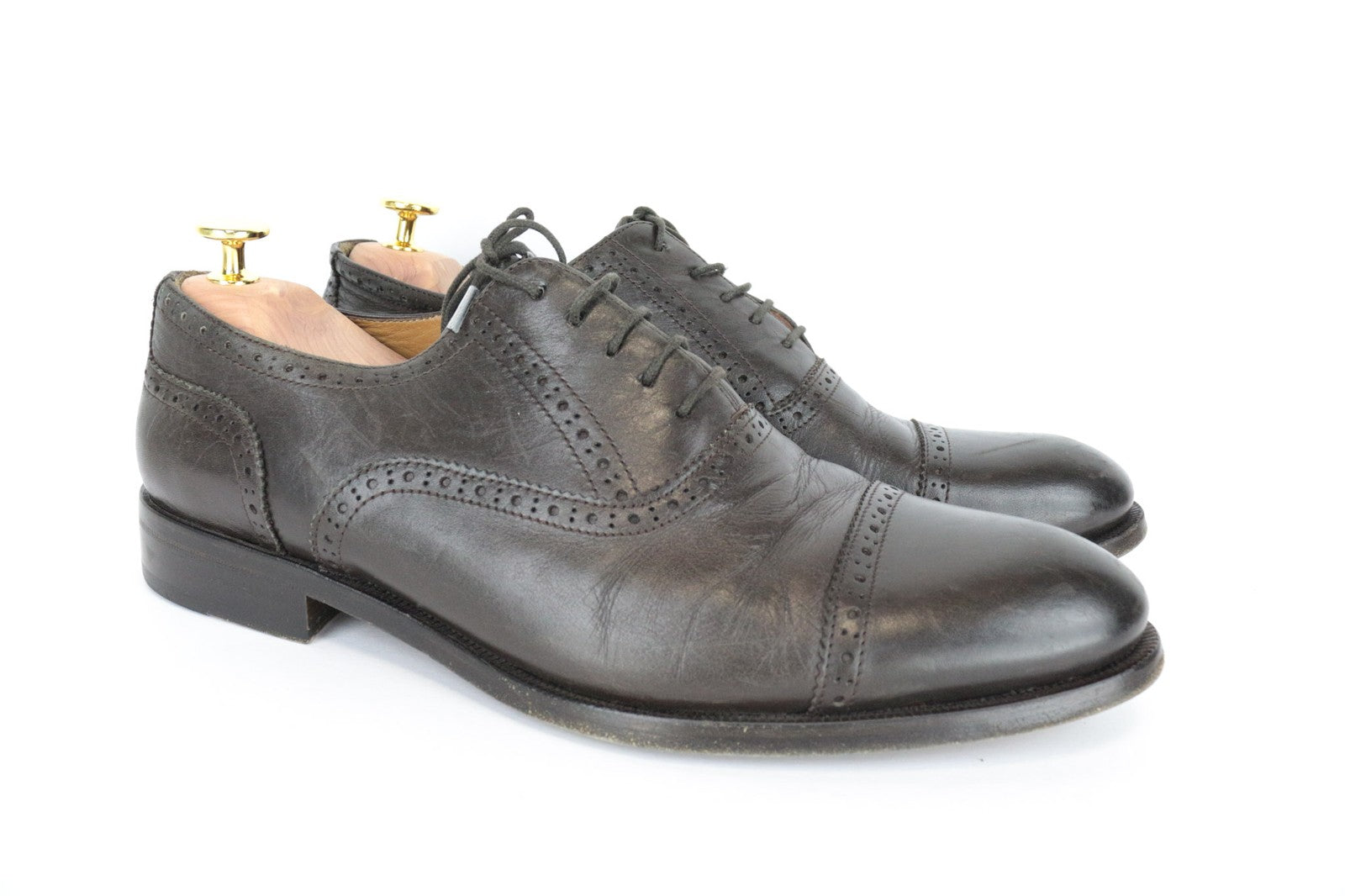 SUITSUPPLY Men's Shoes EU43 Brown Leather Classic Formal Laced Pair