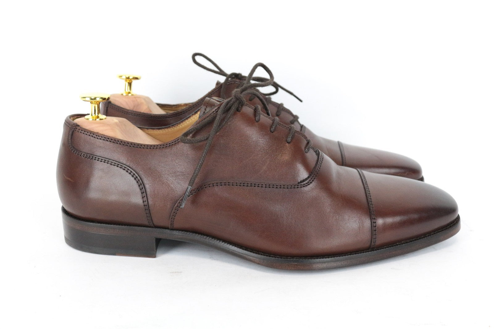 SUITSUPPLY Men's Casual Shoes EU42 Brown Leather Low-Top Classic Lace Up