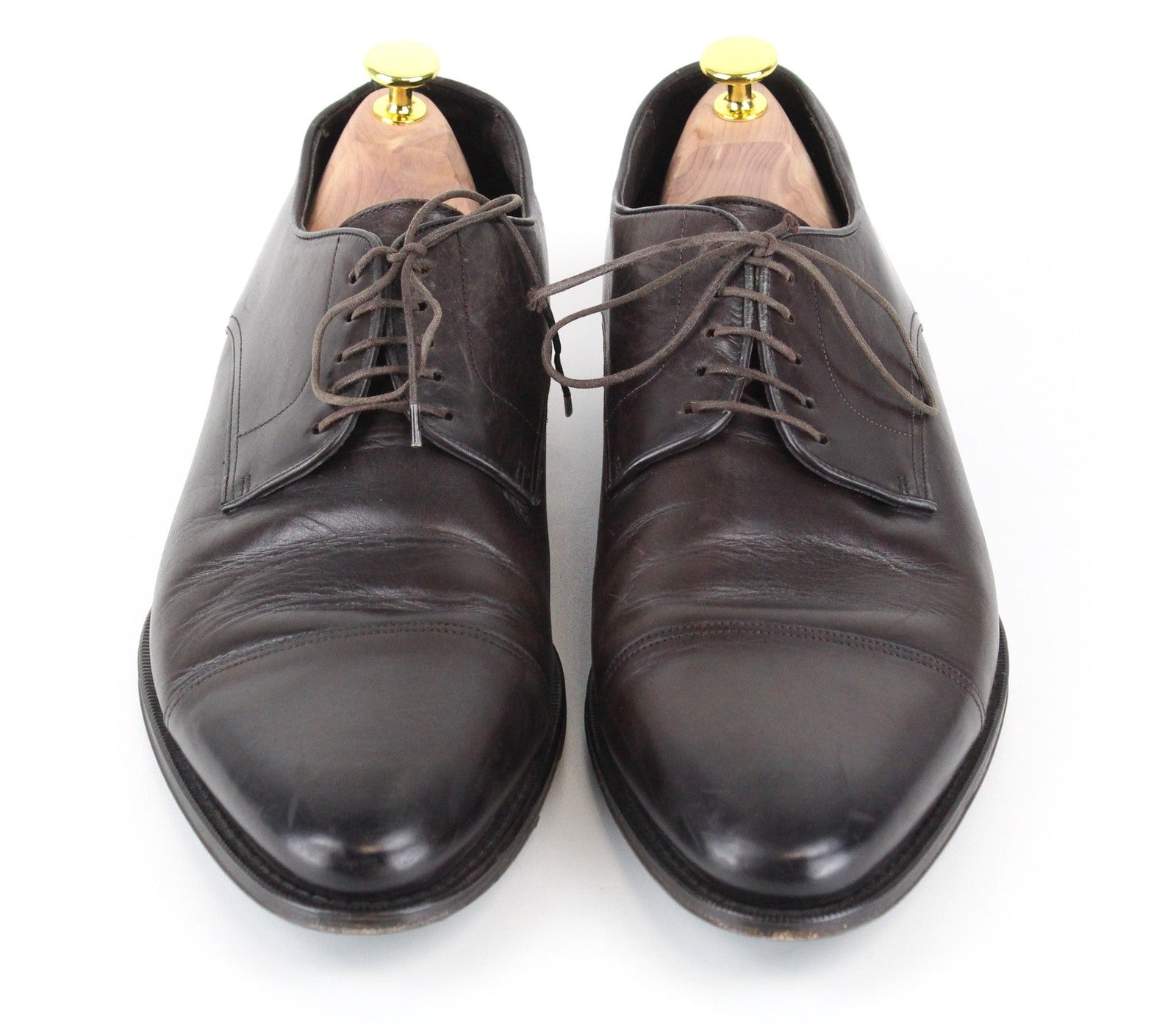 SUITSUPPLY tamsiai rudi EU44 odiniai žemapadžiai vyriški batai su raišteliais, UK10 klasikiniai 