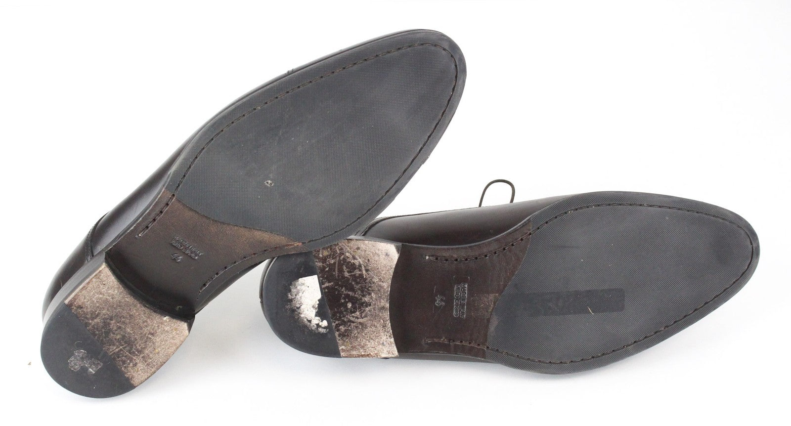 SUITSUPPLY tamsiai rudi EU44 odiniai žemapadžiai vyriški batai su raišteliais, UK10 klasikiniai 