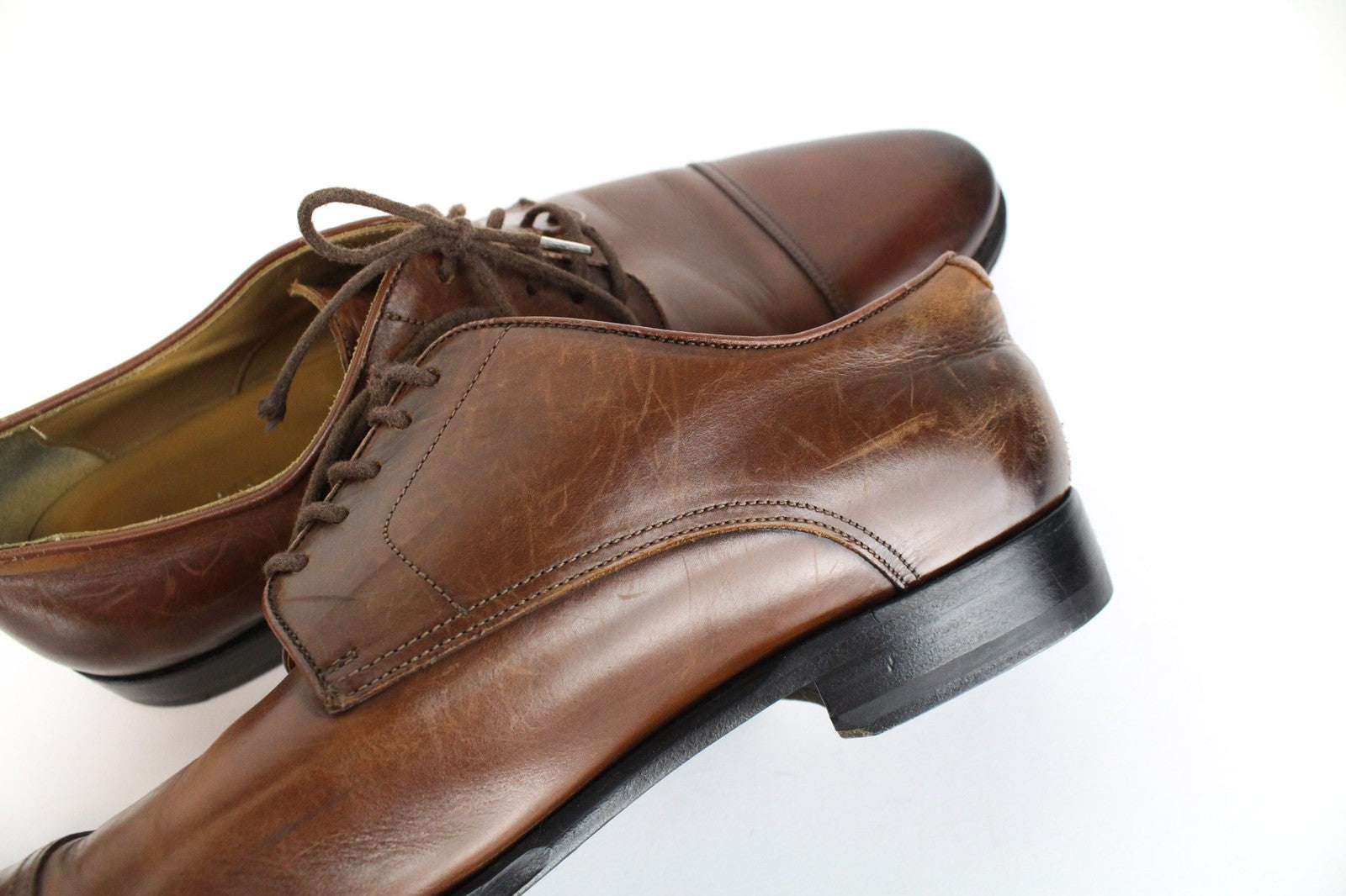 SUITSUPPLY Men's Brown Leather EU43 Lace-Up Low Top Dressy Casual Shoes